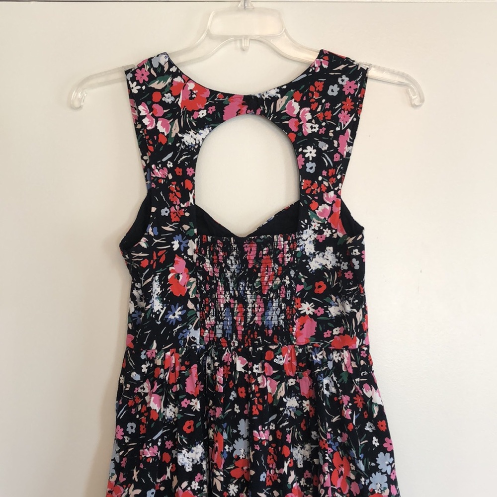 Free People dress, multi color floral print on black background, size 10 - Picture 8 of 15
